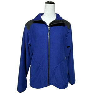 LL Bean Jacket Womens Large Blue Polartec Windpro Fleece Full Zip Hiking Outdoor
